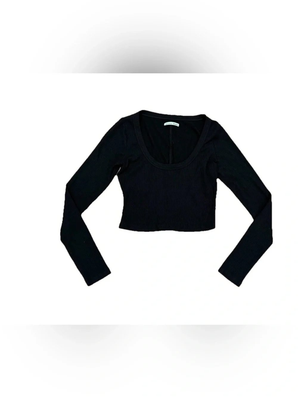 Reformation Paige Knit Long Sleeve Ribbed Crop Top Women Size Medium Black NWOT